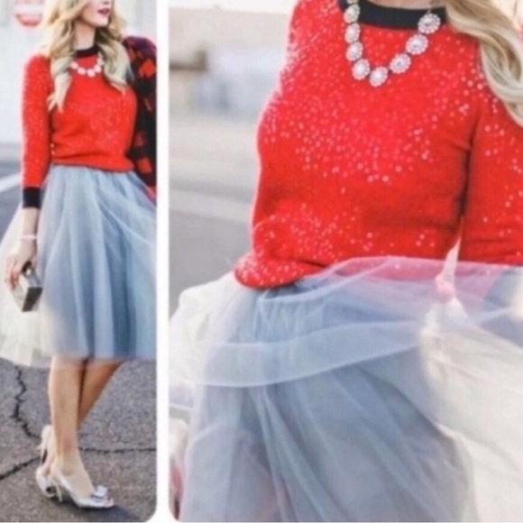 J. Crew Red Navy Sequin Sweater - Picture 1 of 10